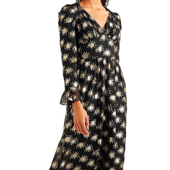 Metalic silk-blend midi dress